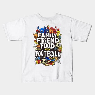 doodle family friend food n football Kids T-Shirt